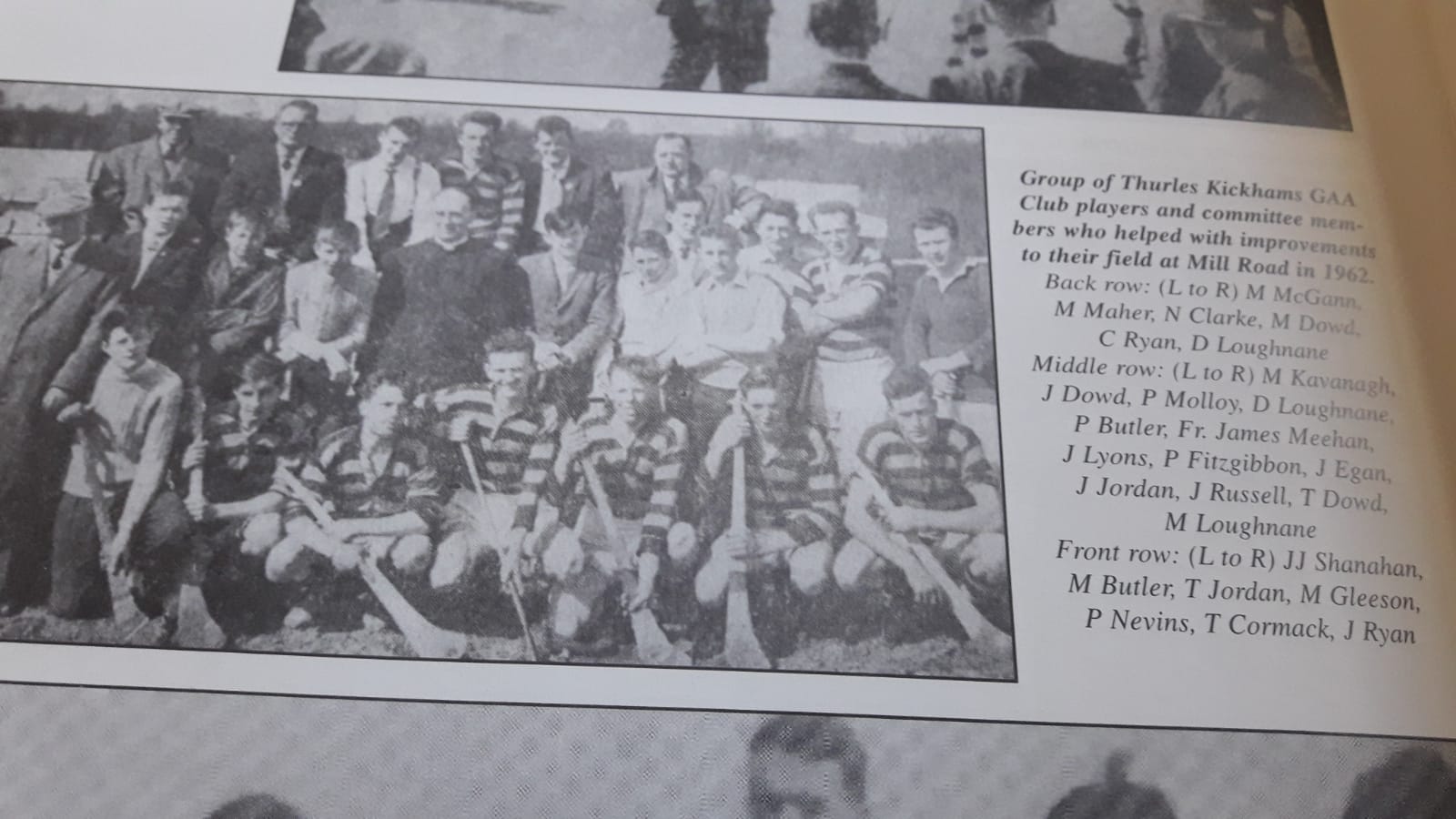 Group of Thurles Kickhams GAA Club players and committe members who helped with improvements to their field at Mill Road in 1962