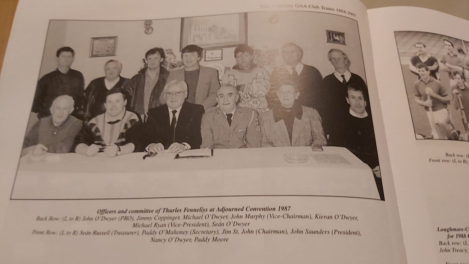 Officers and committee of Thurles Fennellys at Adjourned Convention 1987