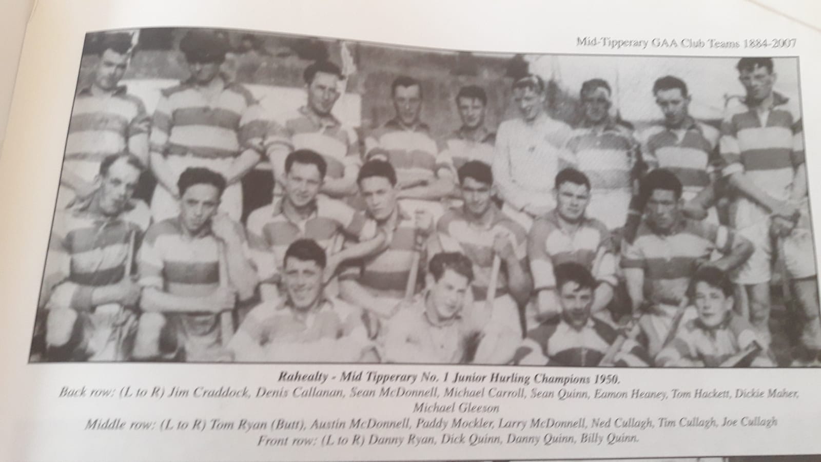 Rahealty Mid Tipperary No 1 Junior Hurling Champions 1950