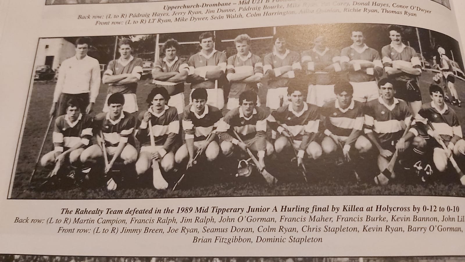 Rahealty team defeated in the 1989 Mid Junior A Hurling final