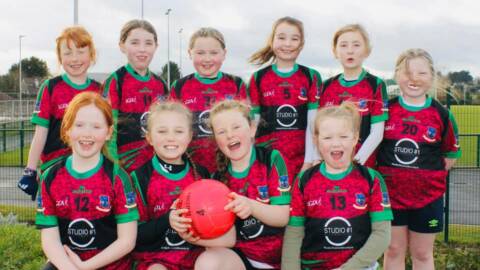 Thurles Gaels Ladies u10s play at half time during Tipperary Ladies Football Senior League match